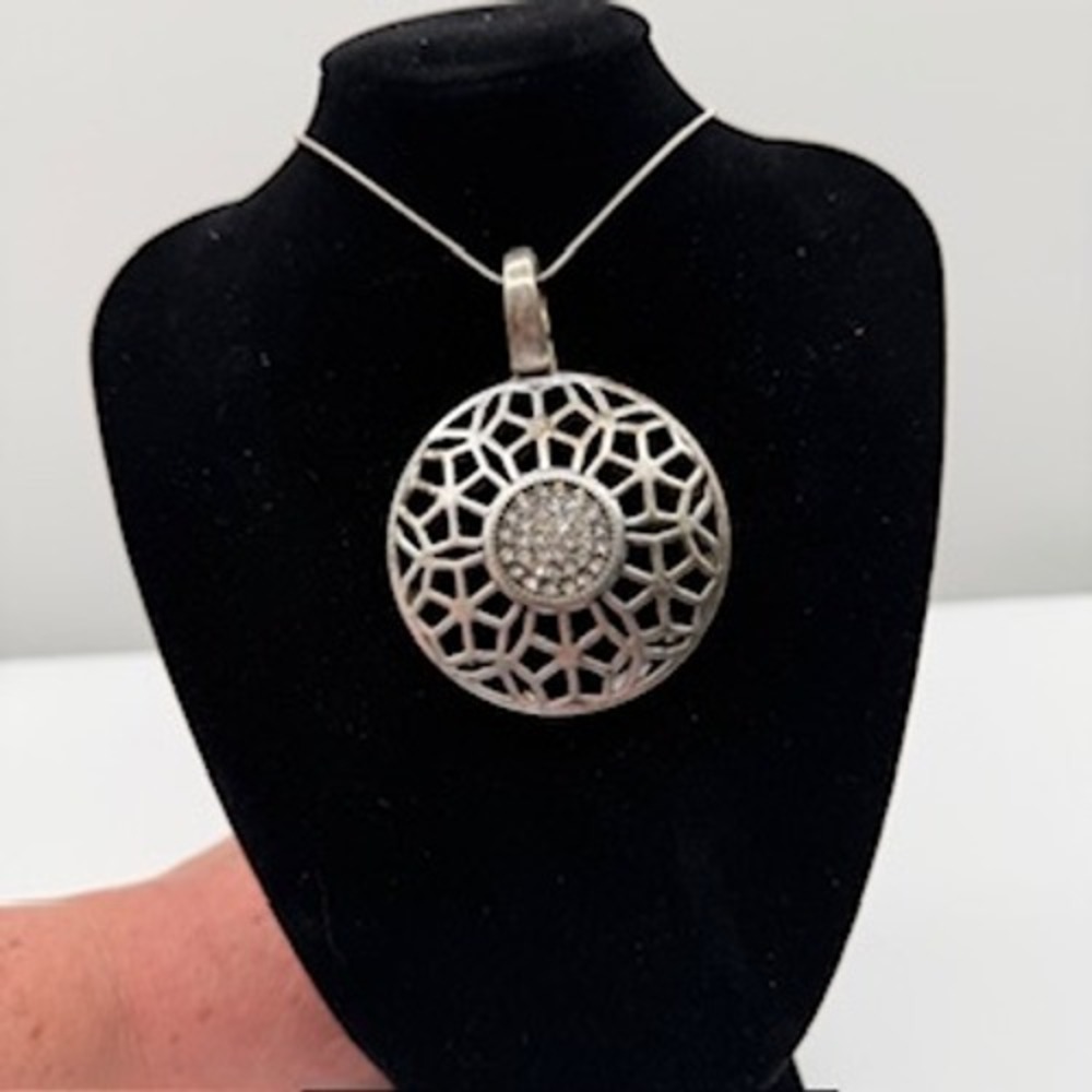 Premier Designs Reversable Pendant:‎ Silver & Bronze Rhinestone
